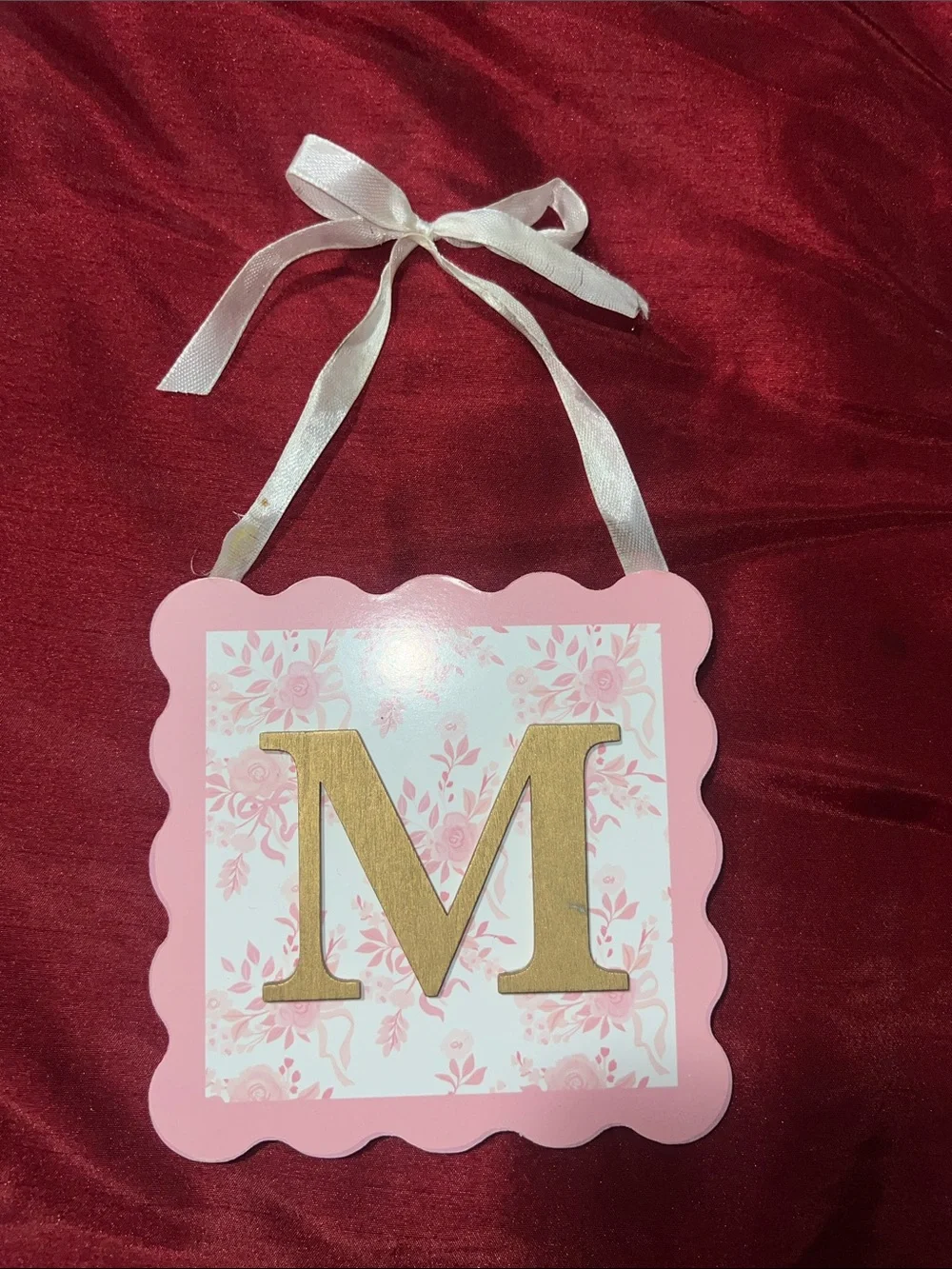 Pink Gold Letter 'M' Hanging Plaque - Home Party Supplies